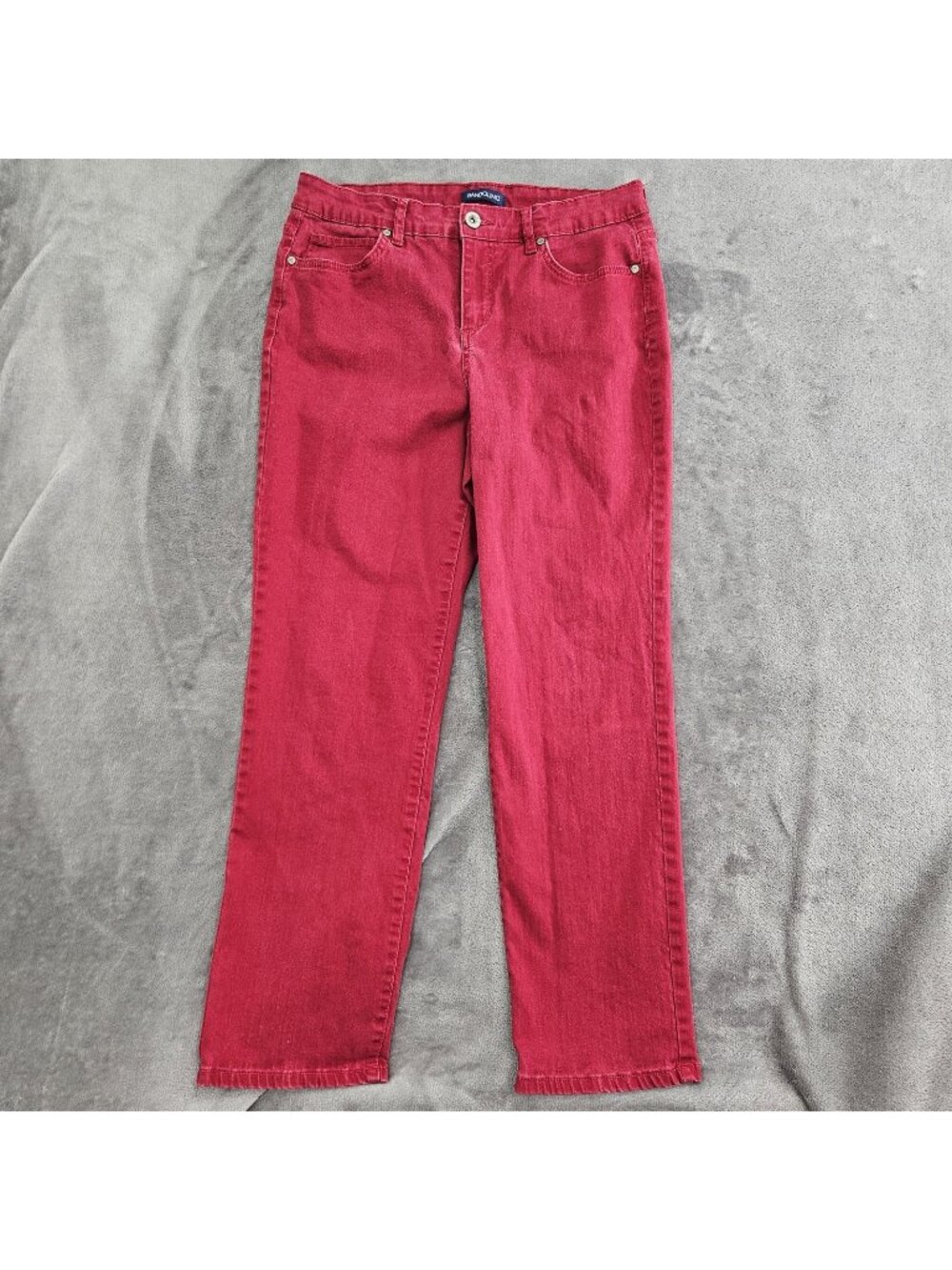 Bandolino Mandie Jeans Womens Size 12P Solid Red Denim Straight Pockets Casual